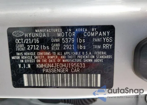 2017 Genesis G80 Base из США, поврежденный, VIN KMHGN4JE0HU195633